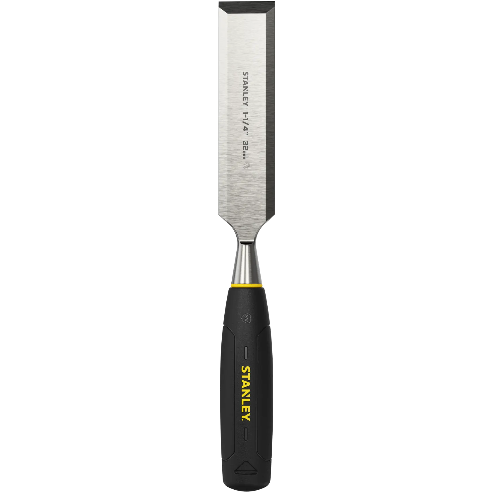Stanley chisel with a black handle and 32mm blade, designed for woodworking and carving tasks.