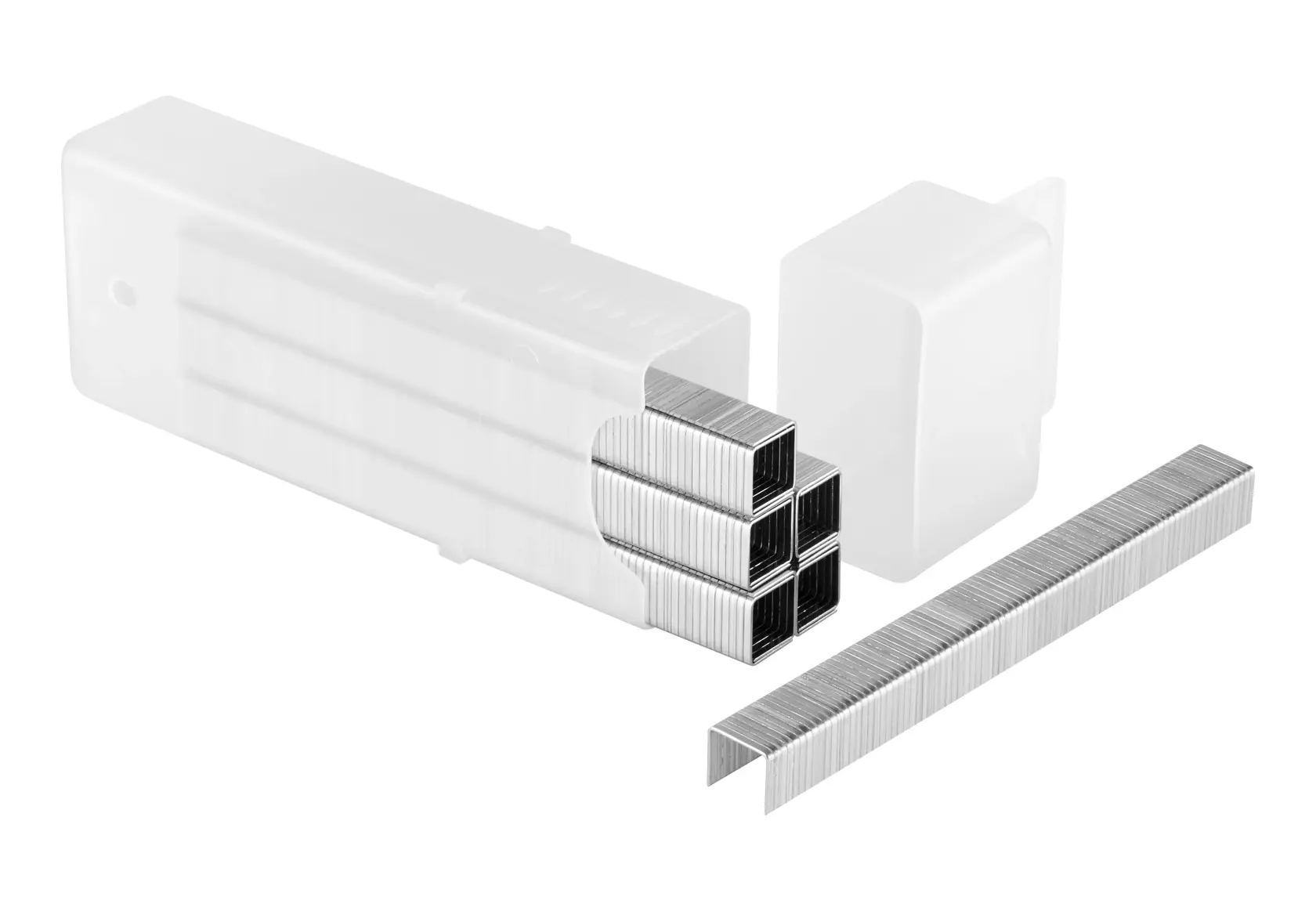 STANLEY 1-TRA706T silver staples, pack of strips, photography on white background.