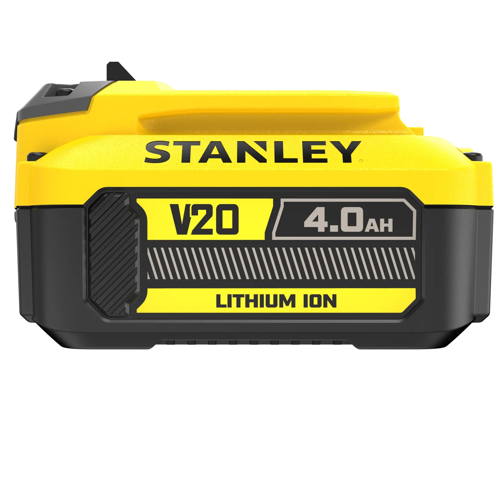STANLEY SFMCB204 FATMAX V20 4.0Ah lithium ion battery, front angle on white background.