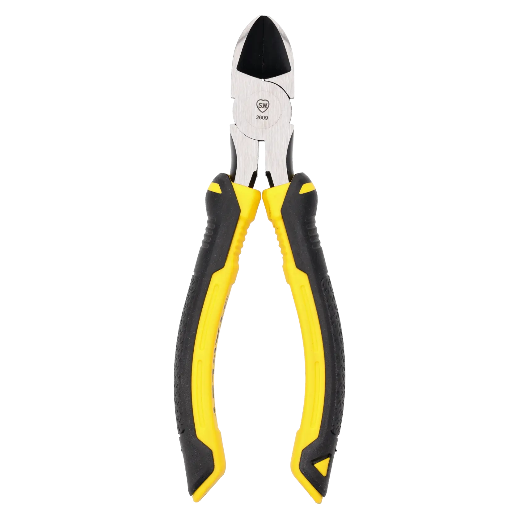 STANLEY STHT0-74362 diagonal cutting pliers with black and yellow handles, front angle photo.