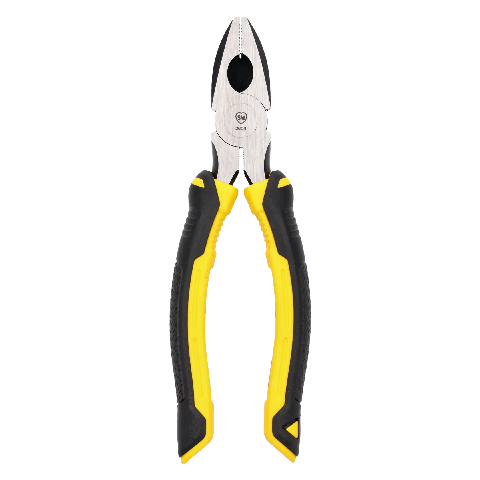 Stanley combination pliers with yellow and black handles, used for gripping and cutting wires.