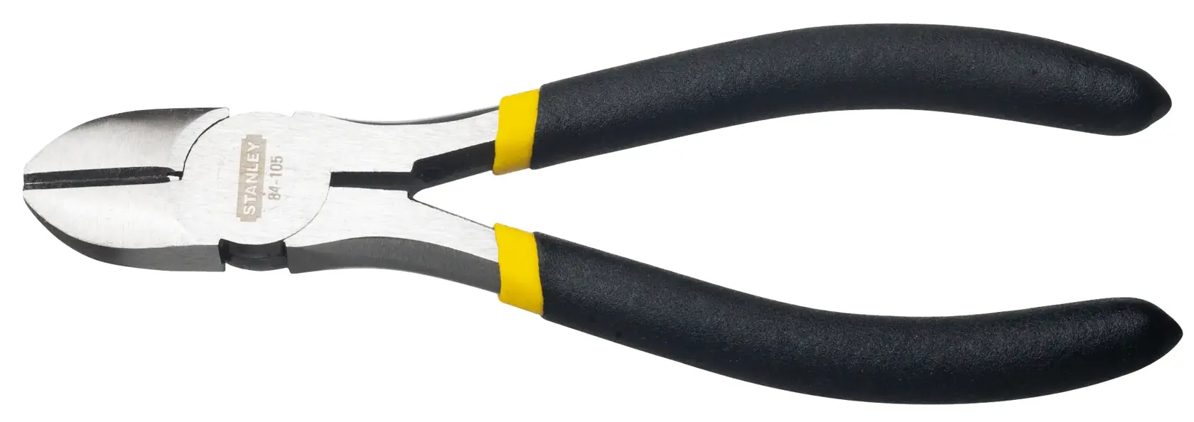 STANLEY STHT84105-8 diagonal cutting pliers with black and yellow handles, front view.