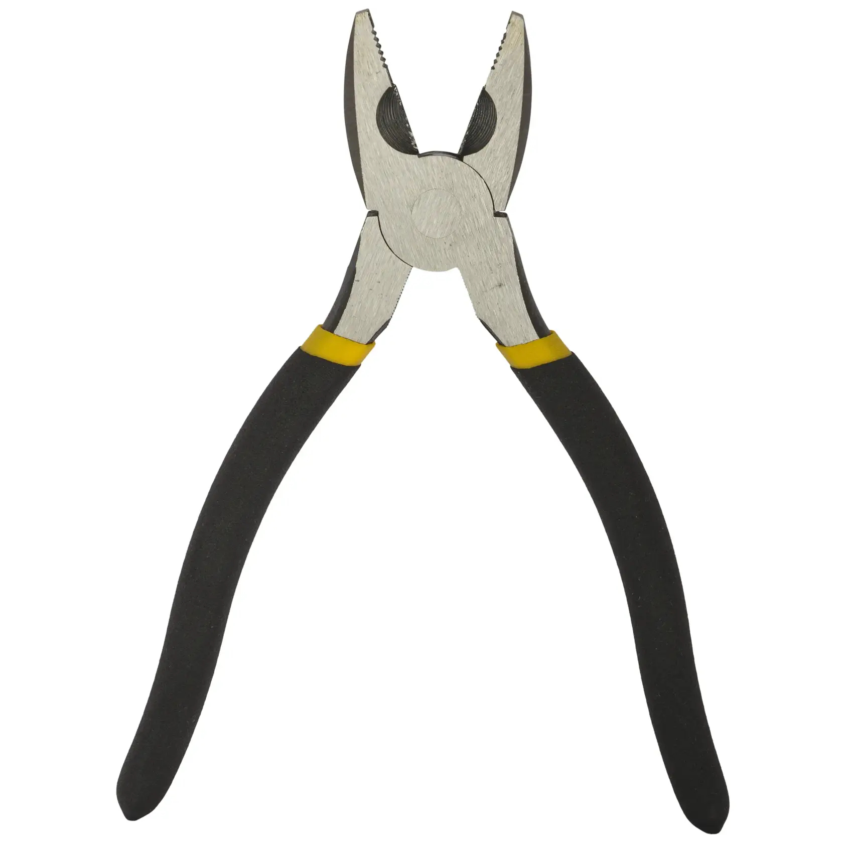 A pair of Stanley pliers with black handles and yellow accents, designed for gripping and cutting tasks.